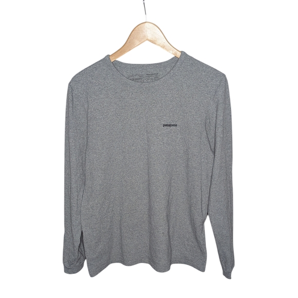 Patagonia P-6 Logo Long Sleeve Responsibili-Tee Gray Men’s Medium - Picture 2 of 8